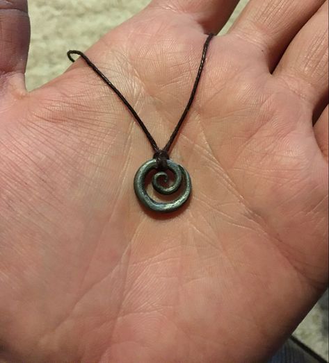 Simple/elegant steel spiral necklace. #blacksmith #handmade #forged #handmadejewelry Small Blacksmithing Projects Ideas, Simple Hand Forged Jewelry For Gifts, Traditional Hand Forged Necklaces For Gifts, Traditional Hand Forged Jewelry For Gifts, Forged Necklace, Hand Forged Spiritual Jewelry For Larp, Blacksmith Necklace, Forged Ring, Forging Ideas