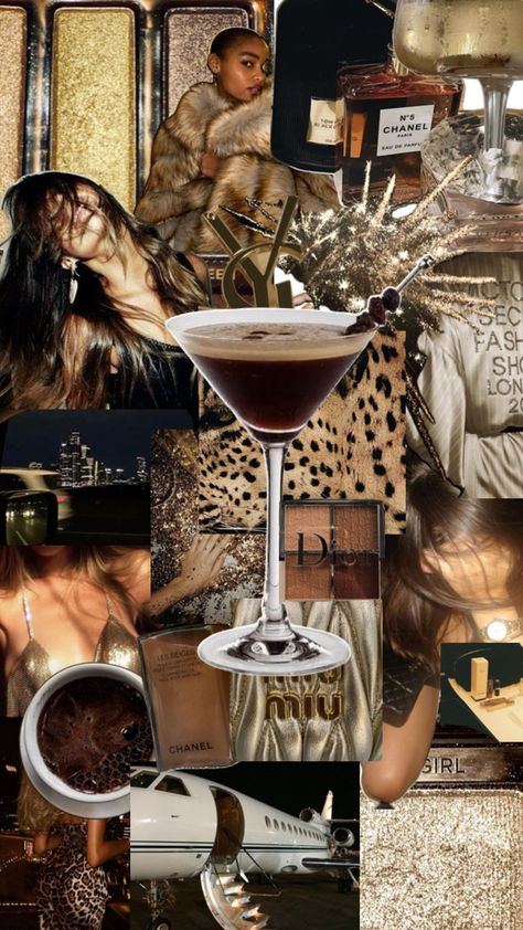 Espresso martini, luxury aesthetic, luxury life, luxury lifestyle, super rich kids, brunette aesthetic Life Luxury Lifestyle, Gold Theme Birthday, Golden Brunette, Brunette Aesthetic, Glam Aesthetic, Aesthetic Luxury, 28th Birthday, Magazine Collage, Super Rich Kids