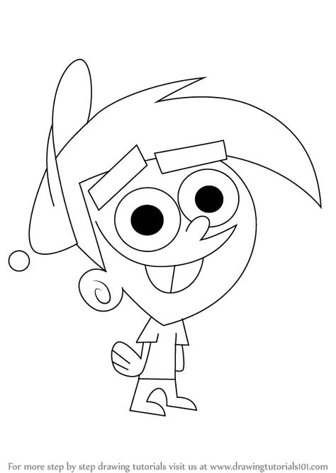 Learn How to Draw Timmy Turner from The Fairly OddParents (The Fairly OddParents) Step by Step : Drawing Tutorials 90s Cartoon Outline, Cartoon Outlines To Draw, Cartoon Network Doodle Art, Cartoon Network Sketches, Retro Cartoon Characters, Whiteboard Drawings, Disney Character Sketches, Famous Cartoon Characters, Easy Graffiti Drawings