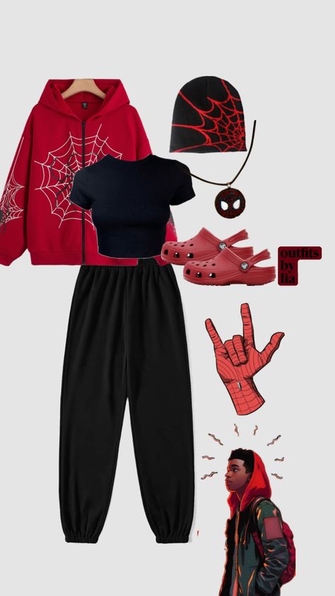 spiderman outfit 3 #spiderman #outfitinspo 3 Spiderman, Spiderman Outfit, Miles Spiderman, Spiderman Theme, Aesthetic Fits, Easy Halloween Costumes, I ❤ Ny, Swaggy Outfits, Really Cute Outfits