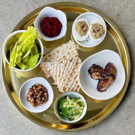 We updated the symbolic seder plate with delicious items to emphasize the respect and appreciation for gathering together to reflect on where we came from and how much we have to be thankful for.  This modern version, making the seder plate delicious, invites us to make all of the moments we have together as delicious Marinated Chicken Wings, Parsley Salad, Celery Salad, Prepared Horseradish, Nigella Seeds, Seder Plate, Passover Recipes, Chicken Spices, Be Thankful