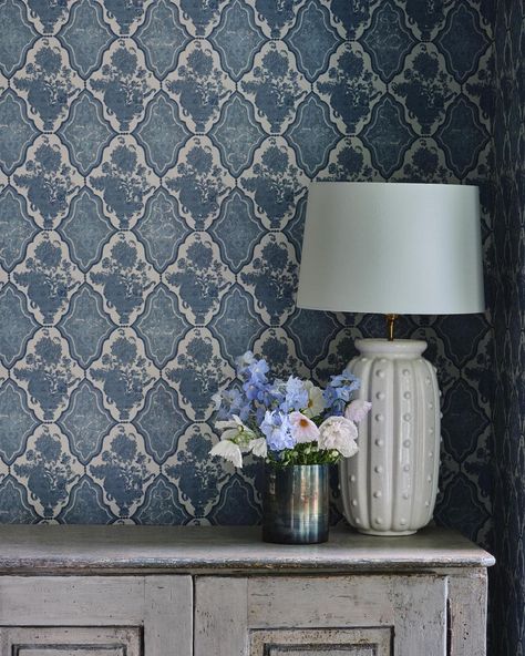 DADO on Instagram: “Whilst creative collaboration with incredible artists and makers is at the heart of Dado, the Dado team like to get creative too. Discover…” Vase Wallpaper, Traditional Vase, Traditional Vases, Creative Collaboration, Farrow & Ball Wallpaper, Harlequin Wallpaper, Dark Blue Wallpaper, Morris Wallpapers, Cole And Son Wallpaper