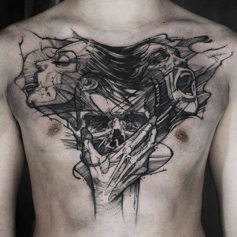 Stammestattoo Designs, Tattoo Quotes For Men, Tattoo Placements, Pieces Tattoo, Chest Tattoos For Women, Chest Piece Tattoos, Creepy Tattoos, Chest Piece, Dark Tattoo