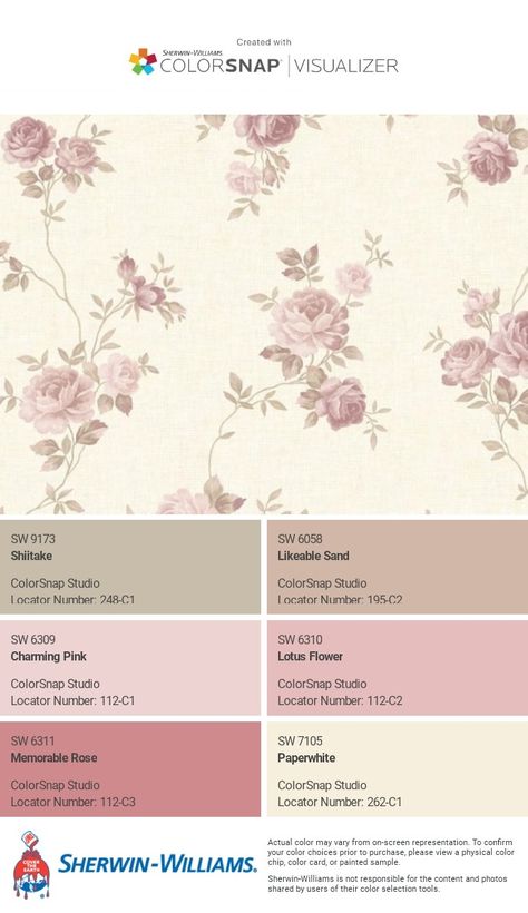 I just created this color palette with the Sherwin-Williams ColorSnap® Visualizer app on my Android phone. What do you think? You can learn more about ColorSnap Visualizer and get it on your phone free by visiting https://www.sherwin-williams.com/content/colorsnap.html. Coquette Colors Palette, Coquette Colors, Coquette Color Palette, Bio Project, Cottage Paint Colors, Draw Eyebrows, Color Knowledge, Blocksburg Room Ideas￼, Cute Backgrounds For Iphone