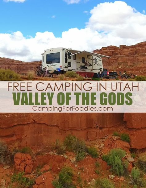 This FREE camping location is in Valley of the Gods in the beautiful state of Utah! Boondocking on BLM land is free and these CampingForFoodies tips show you how to find this awesome RV camping site and the fun activities to do in the area near Monument Valley Utah! These easy camping hacks for dry camping! #free #camping #rv #boondocking #blm #easy #tips #hacks #activities #fun #MonumentValleyUtah #valleyofthegodsutah #monumentvalley #valleyofthegods #utah #CampingForFoodies Camping In Utah, Easy Camping Hacks, Monument Valley Utah, Utah Camping, Rv Camping Tips, Dry Camping, Camping Sites, Camping Guide, Camping Destinations