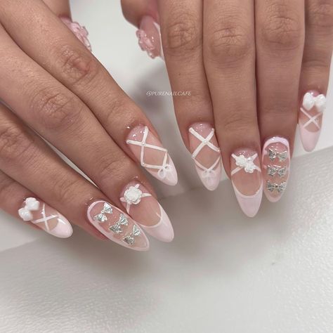 Occasion Nails, Girls Nail Designs, Coquette Nails, Ballet Nails, Velvet Style, Pedicure Manicure, Gel Nails Diy, Blush Nails, Pretty Gel Nails