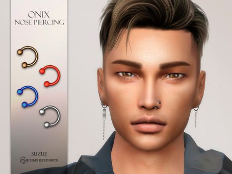 Sims 4 Male Nose Piercing, Male Nose Piercing, Male Nose, Sims Makeup, Septum Nose Piercing, Cc Accessories, Heart Nose Rings, Sims 4 Piercings, 4 Family