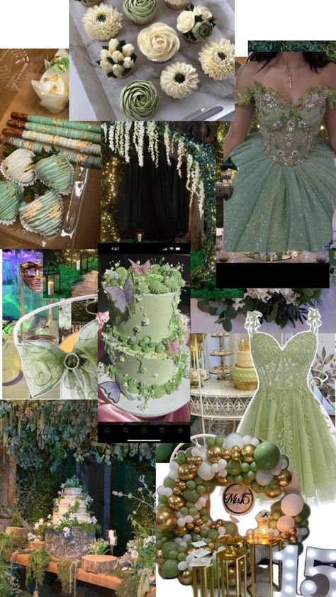 Godly Wedding, Quince Decorations Ideas, Purple Quinceanera Theme, Princess Tiana Dress, Princess Tiana Birthday Party, Princess Sweet 16, Sweet 16 Party Themes, Quince Themes, Quinceanera Themes Dresses