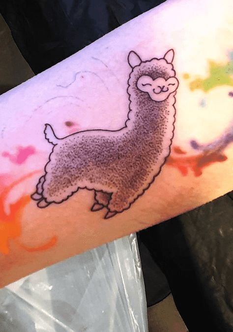 Llama Tattoo Design Images (Llama Ink Design Ideas) Peru Tattoo, Llama Tattoo, Yarn Tattoo, Cartoon Tattoos, Dainty Tattoos, Birds Tattoo, Animal Sketches, Llama, Animal Tattoos