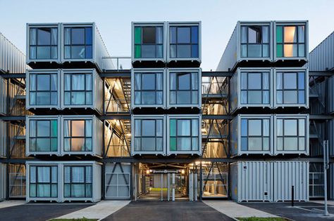 Shipping Container Buildings, Shipping Container Architecture, Shipping Container Design, Cargo Container Homes, Hostels Design, Container Conversions, Shipping Container Home Designs, Container Buildings, Building A Container Home