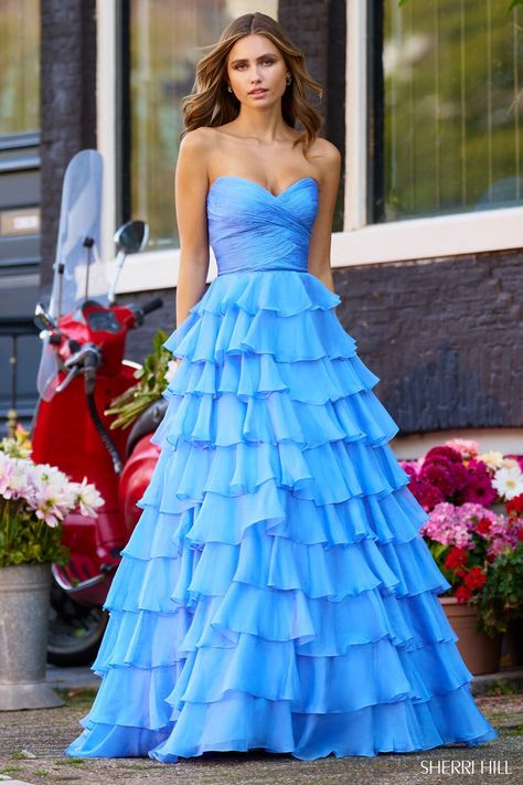 Gown For Prom, Sweetheart Prom Dress, Chiffon Fashion, Sherri Hill Dresses, A Line Prom Dresses, Sweetheart Dress, Sherri Hill, A Line Gown, Chiffon Skirt