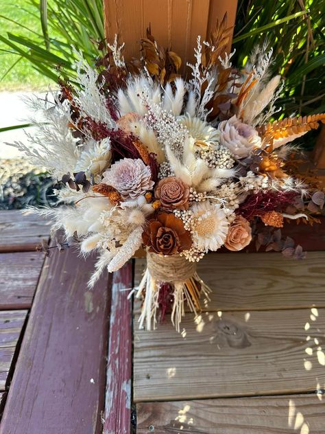 "Blushing Autumn Collection:: Sometimes our dreams do come true! The perfect rustic boho set, with a dreamy romantic feel! These hand dyed sola wood flowers are surrounded by real preserved pampas, ruscus, hydrangeas, horse hair, bunny tails, babies breath, and other natural dried fillers. Style your perfect autumn wedding day with our Blushing Autumn Collection! Color Palette:: Blush, Light Pink, Peach, Ivory, White, and Burnt Orange *PRODUCTS* Bouquets:: 16\" Royal, 14\" Luxe, 12\" Romantic, 8\" Bouquet, 7\" Bridesmaid Bouquet, 6\" Bridesmaid Bouquet, Toss Bouquet Accessories:: Boutonniere, Corsage, Hair Comb Decor:: Aisle Marker, 2' Arch Piece, 3' Arch Piece, Barrel Topper, 6' Garland with Flowers, Cake Flowers Do It Yourself Kits:: Bridal Bouquet, Bridesmaid Bouquet, Boutonniere, Corsa Bunny Tail Diy, Western Themed Wedding, Bunny Tails, Bouquet Toss, Diy Boho, Bunny Tail, Wood Flowers, Western Wedding, Boho Diy