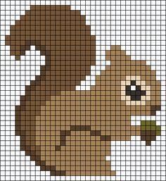 Alpha pattern #37210 | BraceletBook Squirrel Perler Bead Pattern, Beaver Cross Stitch Pattern, Squirrel Pixel Art, Pixel Squirrel, Knitting Charts Animal, Squirrel Cross Stitch, Intarsia Patterns, Baby Cross Stitch Patterns, Animal Cross Stitch Patterns