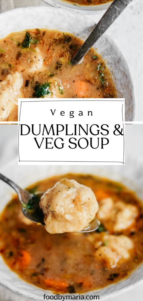 Vegan Dumplings, Quick Soup, Veg Soup, Vegan Stew, Dumplings For Soup, Vegan Soup Recipes, Vegan Soups, God Mat, Vegan Soup