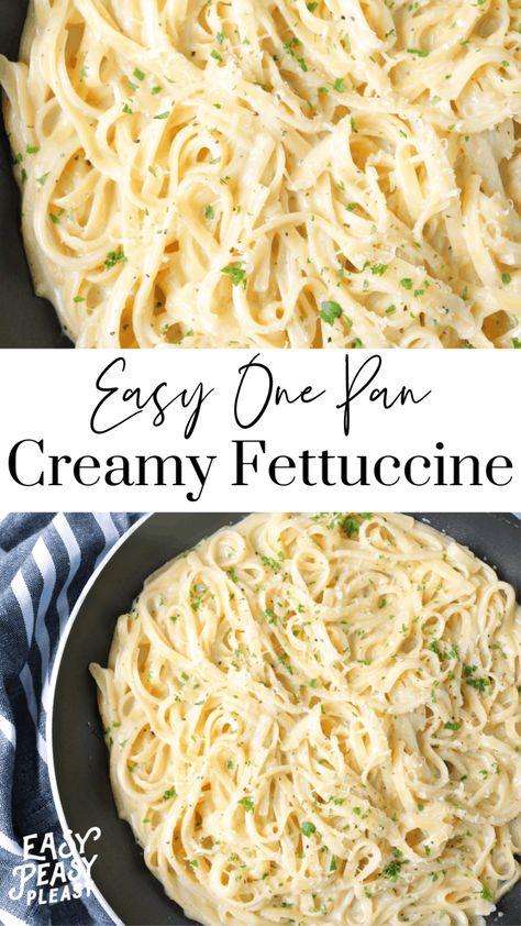 One Pan Fettuccine Ready In 25 Minutes - Easy Peasy Pleasy Alfredo Sauce Recipe Easy Heavy Cream, Camper Meals, Alfredo Sauce Recipe Without Heavy Cream, Wednesday Dinner, Alfredo Recipes, Keto Alfredo Sauce, Alfredo Sauce Recipe Easy, Fettuccine Recipes, Alfredo Sauce Recipe Homemade