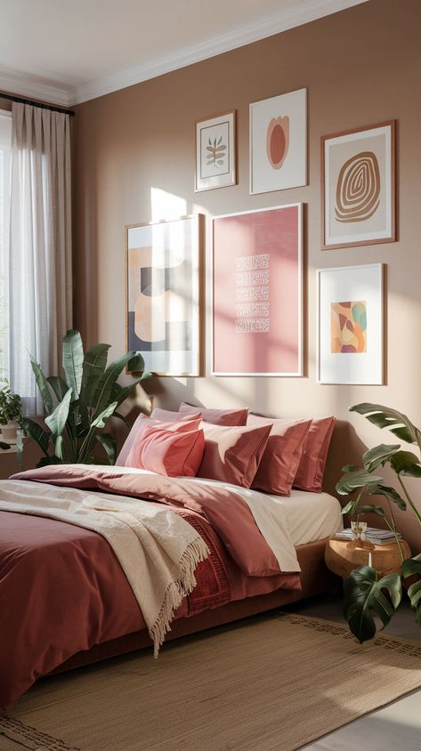 Check out this photo from millennialmeatloaf Target Bedroom Inspiration, Pink And Terracotta Bedroom, Air Bnb Ideas Decor, Bright Bedroom Ideas, Target Bedroom, Pink And Terracotta, Terracotta Bedroom, Bnb Ideas, Brighter Bedroom