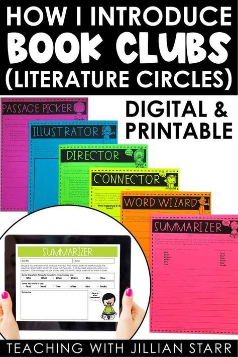 Teaching With Jillian Starr shares how she introduces book clubs. Not only are these great enrichment ideas to engage fast finishers, but it's also awesome for promoting independence during guided reading! Perfect for first, 2nd, 3rd, and 4th-grade classrooms. This blog post shows step-by-step how to explicitly introduce literature circles into your book groups! Guided Reading Groups 3rd Grade, Literacy Circles 3rd Grade, Third Grade Literature Circle Books, Literature Circles In 5th Grade, Guided Reading Activities 2nd Grade, Third Grade Enrichment Activities, Literature Circles 3rd Grade, Reading Enrichment 2nd Grade, 3rd Grade Book Club