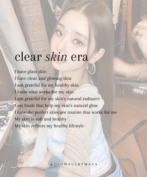 clear skin affirmations • affirmations for glowy skin #selfcare #selfcarerituals #selfacceptance #healingfromwithin #softlife • glowfulbymaya Clear Glass Skin Affirmations, Glass Skin Affirmation, Clear Skin Visual Board, Manifest Clear Skin, Clear Skin Affirmations, Skin Affirmations, Pale White Skin, Manifesting Vision Board, Beauty Spells