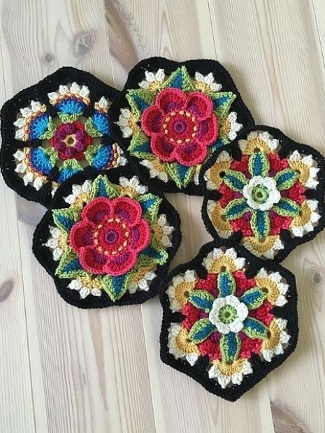 Crochet Solid Granny Square, Granny Square Ideas, Motif Mandala Crochet, Jane Crowfoot, Solid Granny Square, Love Ideas, شال كروشيه, Crochet Mandala Pattern, Crochet Hexagon