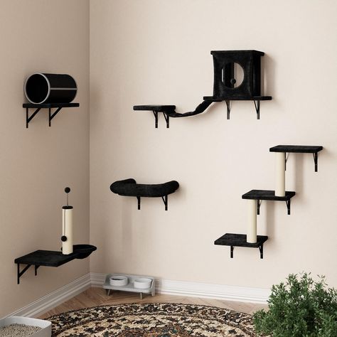 PRICES MAY VARY. 🐾【Cat Wall Shelves Set】The 7pc cat wall furniture set has infinite combinations to adapt to different spaces and needs. The position of each accessory can be independently adjusted to adapt to various home environments. 😻【Luxurious Cat Furniture】 The cat shelf and perches is a hanging design, which designed to be suspended without taking up floor space. The whole set of cat stand includes cat house, cat tunnel, cat hammock, cat scratching board, cat scratching post and cat ste Cat Tree Decor, Gothic Cat Furniture, Diy Cat Accessories, Cute Cat Decor, Cat Set Up In Apartment, Cat Spaces In Home, Cat Wall Ideas, Indoor Cat Room Ideas, Wall Cat Tree