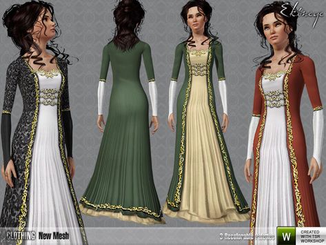 Medieval Dress Queen, Sims 3 Medieval, Colonial Fashion, Fantasy Dress Princesses, Victorian Coat, Sims Medieval, Sims 3 Mods, Medieval Clothes, The Sims 4 Packs