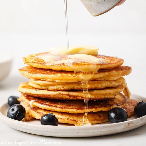 Sugar Free Low Carb Keto Cottage Cheese Pancakes Keto Cottage Cheese Pancakes, Keto Cottage Cheese, Using Almond Flour, Low Carb Pumpkin Pie, Almond Pancakes, Almond Flour Pancakes, Sugar Free Jam, Pancake Calories, No Flour Pancakes