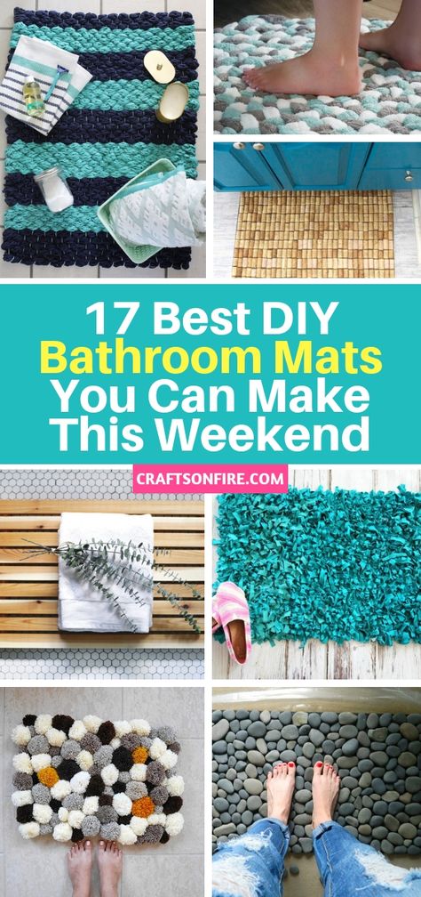 DIY bathroom mats that are so easy to make! You'll feel like you've walked out of a spar with these diy mats. Diy Bathroom Rugs, Diy Bathroom Mat, Diy Bathroom Rug, Diy Bathroom Shelves, Diy Bath Mat, Bathroom Mat Ideas, Woven Rug Living Room, Easy Diy Bathroom, Bath Mat Diy