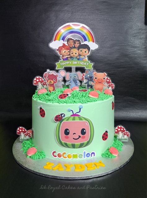 Cocomelon Cake Without Fondant, Cocomelon Cake Design, Cocomelon Cake Ideas, Cocomelon Theme Cake, Cake Cocomelon, Christian Cakes, Cakes Without Fondant, Cake Decorating For Kids, Cocomelon Cake