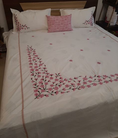 Bad Sheet Hand Work Design, Embroidery Bedsheets Design Handmade, Hand Work Bedsheets Design, Bed Sheet Hand Work Design, Embroidery Bedsheets Handmade, Bedcover Designs, Embroidery Bedsheets Design, Bedsheet Embroidery Design, Bedcover Ideas