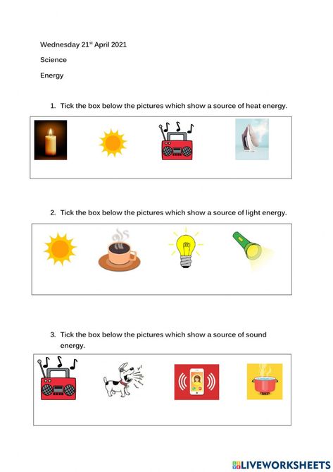 Energy Worksheets, States Of Matter Worksheet, 6th Grade Worksheets, Living And Nonliving, Sound Energy, Sources Of Heat, Free Preschool Printables, Spelling Worksheets, Heat Energy