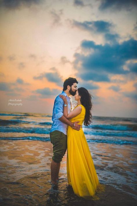 Photo of Romantic pre wedding shoot on the beach Pre Wedding Photoshoot Beach, Shoot On The Beach, Pre Shoot, Couples Beach Photography, Shooting Couple, Pre Wedding Photoshoot Props, River Side, Wedding Shooting, Pre Wedding Photoshoot Outfit