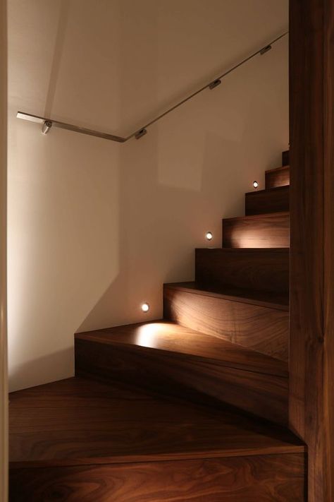 Stair Doors, Stairway Lighting Ideas, Purple Building, Stair Lights Indoor, Lighting Stairs, Recessed Lighting Placement, Staircase Lighting Ideas, Stairs Interior, Installing Recessed Lighting