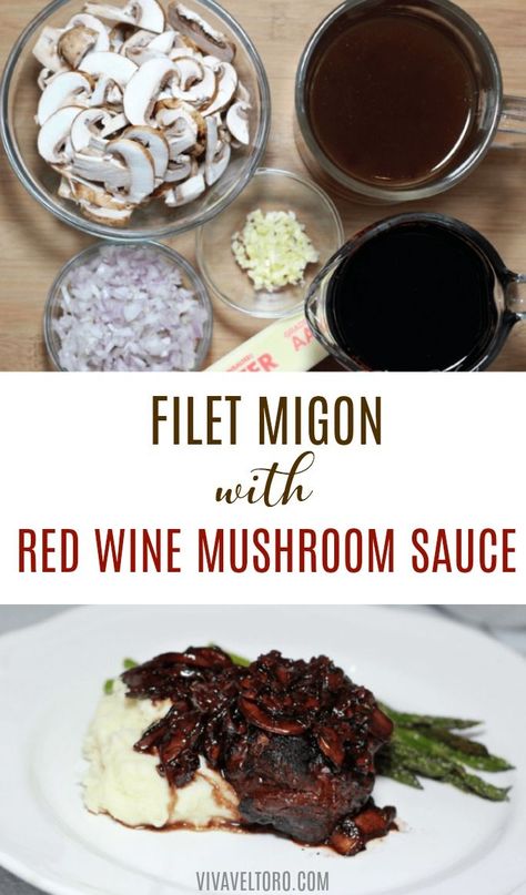 Filet Mignon Red Wine Sauce, Red Wine Gravy For Steak, Mushroom Glaze For Steak, Dry Red Wine For Cooking, Sauces For Filet Mignon, Mushroom Wine Sauce For Steak, Filet Mignon Sauce Recipes, Sauce For Filet Mignon, Steak Mushroom Sauce