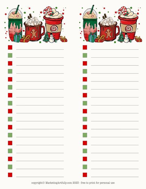 Oh my gosh, what a fun way to celebrate Christmas! These fun to do lists have gingerbread men, candy canes, snowman, Christmas tree, and gifts. This is perfect for a weekly to do list for holiday task management. Lined Paper Printable Free, December Weekly Planner, Organizing Recipes, Christmas Planner Printables, Gift List Printable, Christmas Tree And Gifts, Filofax Inspiration, Recipe Planner, Happy Planner Printables