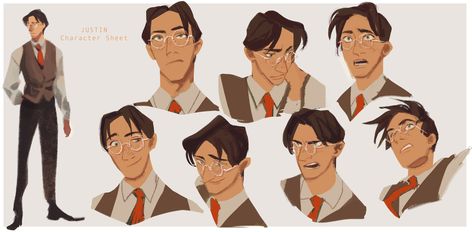 ArtStation - Claire & Justin, Sophie Li Male Character Expression Sheet, Cartoon Villain Character Design, Men Character Design Face, Character Sheet Expressions, Male Expressions Drawing, Expression Sheet Character Design, Business Man Character Art, Main Character Design Male, Character Design Sheet Male