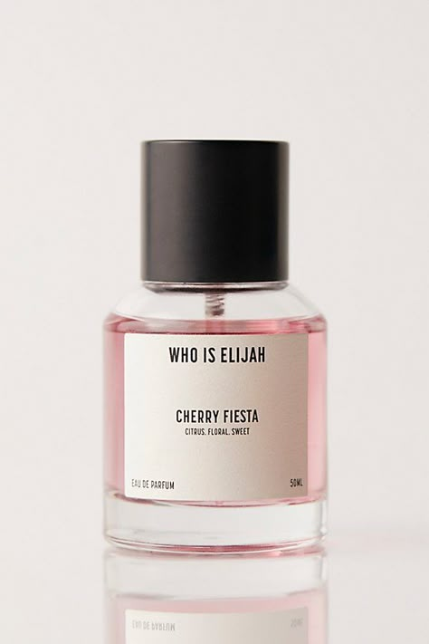 Vibrant and unique, playful yet sophisticated, Cherry Fiesta is both breathtaking and unifying. Best described as citrusy, floral, and sweet, this fragrance features notes of mandarin, pear, white florals, and sweet cherry. Brightly bold and deliciously sweet, Cherry Fiesta is a celebration of life in all its contrasting colors. * 50mL * Cruelty-free & vegan * Paraben-free, phthalates-free, & sulfate-free * Long-lasting formula dosed at 20-25% parfum **Scent Notes:** * Top: Mandarin, Pear, Anise * Middle: White florals & Cherry * Base: Vanilla, Benzoin, & Green Patchouli **How To Use:** Spray onto pulse points. 1-2 sprays or as desired. | who is elijah Cherry Fiesta Perfume 50 mL at Free People Black Cherry Perfume, Cherry Perfume, Who Is Elijah, Indie Perfume, Scent Notes, Pulse Points, White Florals, Sweet Cherries, Sulfate Free