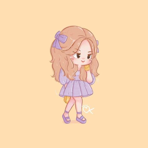 Rosé Chibi, Rosé Cartoon, Blackpink Poster, Cute Rose, Chibi Girl, Web Graphic Design, Chibi Drawings, Rose Art, Girls Cartoon Art