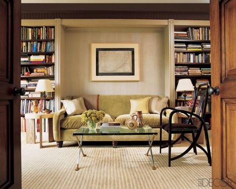 Love bookshelves around sofa How To Decorate A Bookshelf, Interior Design Secrets, Bookcase Styling, Oak Panels, Bookshelf Design, Design Blogs, 아파트 인테리어, Chic Living Room, Built In Bookcase