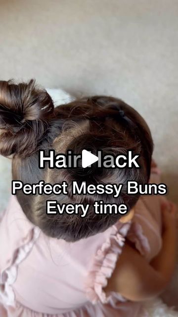 Nancy Amery on Instagram: "Hair Hack 🚨  Want to know the trick to perfect messy buns every time? Here you have it.   Any questions, pop them below 👇 and be sure to tag anyone what would find this helpful.  #hairhack #hairtutorial #hairtip #girlshairtutorial #girlshairhack #howtohair #messybun #messybuntutorial #messybunhack #cutehairstyles" Messy Twin Buns, Space Buns Kids Hair, Bun Bow Hairstyle, Diy Space Buns, Toddler Bun Hairstyles, How To Space Buns, Kids Space Buns, Toddler Buns Hairstyles, Toddler Space Buns