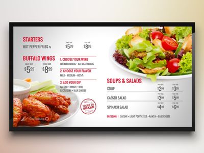 Menuboard Theme for Digital Signage Digital Menu Board Design, Menus Design, Breaded Wings, Bubble Tea Menu, Menu Signs, Menu Board Restaurant, Menu Board Design, Restaurant Promotions, Digital Menu Boards