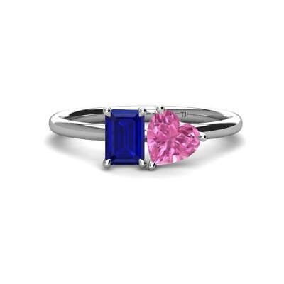 (eBay) Cr Blue Sapphire & Pink Sapphire Duo Engagement Ring 2 3/8ctw 14K Gold JP:286209 Stone Cuts, Pink Sapphire, Metal Rings, Base Metal, Heart Shape, Jewellery And Watches, Blue Sapphire, Stone Color, Wedding Jewelry