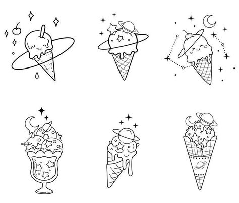 Ice Tattoo, Ice Cream Tattoo, Cosmic Tattoo, Cream Tattoo, Small Star Tattoos, Minimalist Tattoo Ideas, Food Tattoos, Tattoo Filler, Witch Tattoo