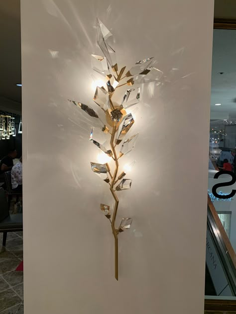 Fine Art Lamps Gold Leaf Foret Sconce w/ Candelabra base Location: Showroom C229, IHFC #HPMKT #hpmktSS Crystal Light Fixture, Fine Art Lamps, Sophisticated Art, Minimalist Tables, Wall Sconces Bedroom, Contemporary Floor Lamps, Modern Wall Sconces, Chandelier Style, Bedroom Lamps