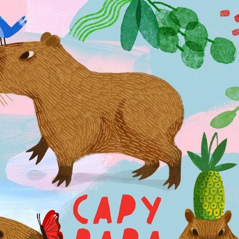 Capybara Drawing, Capybara Illustration, Sometimes People, Illustrators On Instagram, Illustration Inspiration, Cute Animal Drawings, Childrens Illustrations, Art Plastique, Animal Illustration