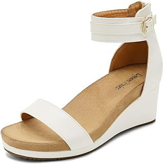 Amazon.com The Strappy Sandal of the Summer Low Wedge Sandals, Sandals Flat, Shoe Tags, Sandals White, Womens Sandals Wedges, Shoes Summer, Wedge Heel Sandals, Platform Wedge Sandals, Womens Wedges