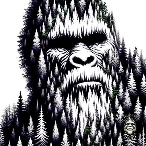 Bigfoot Art Drawings, Bigfoot Crafts, Yeti Art, Left Hand Tattoo, Bigfoot Drawing, Sasquatch Art, Bigfoot Illustration, Celtic Tattoo Symbols, Bigfoot Pictures