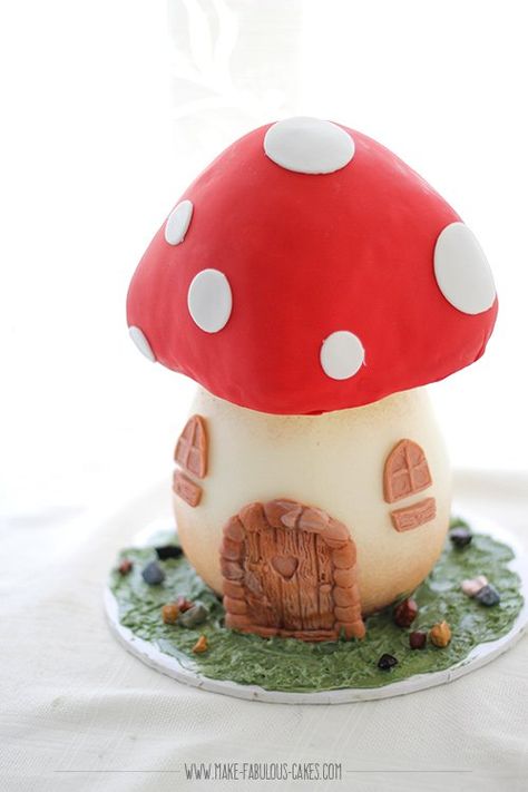 Mushroom Birthday Cake Mushroom Shaped Cake, Mushroom Birthday Cake, Mushroom Birthday, Soccer Ball Cake, Birthday Cake Tutorial, Mushroom Cake, Ultimate Chocolate Cake, Shaped Cake Pans, Russian Piping Tips