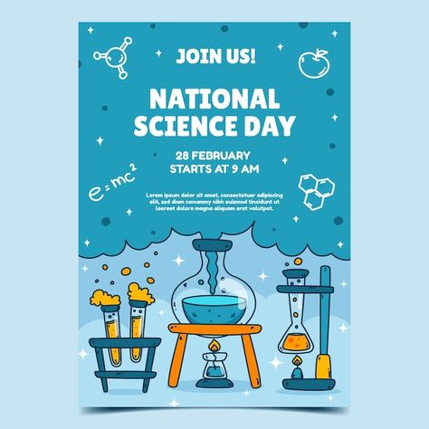 Science Fair Poster Design, Chemistry Template, Science Day Poster, Science And Technology Poster, Science Poster Ideas, Tuition Flyer, Science Fair Poster, Science Template, Berlin Poster