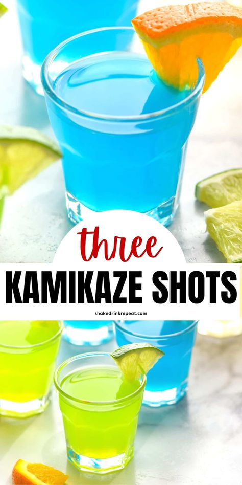 Shooters Alcohol Recipes, Punch With Vodka, Kamikaze Shot, Alcoholic Shots, Easy Shot Recipes, Shots Alcohol Recipes, Shooter Recipes, Cocktail Shots, Raspberry Vodka