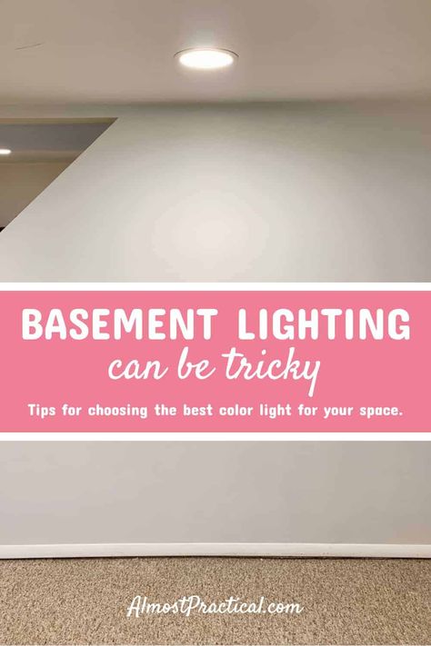 Basement lighting can be tricky. Here are some tips for choosing the right color bulbs and watts for your home. Can Lights Basement, Basement Apartment Lighting Ideas, Lighting For Basement Ceilings, Basement Recessed Lighting Ideas, Best Paint For Basement Walls, Recessed Lighting Basement, Best Color For Basement Walls, Best Basement Paint Colors Wall, Basement Wall Art